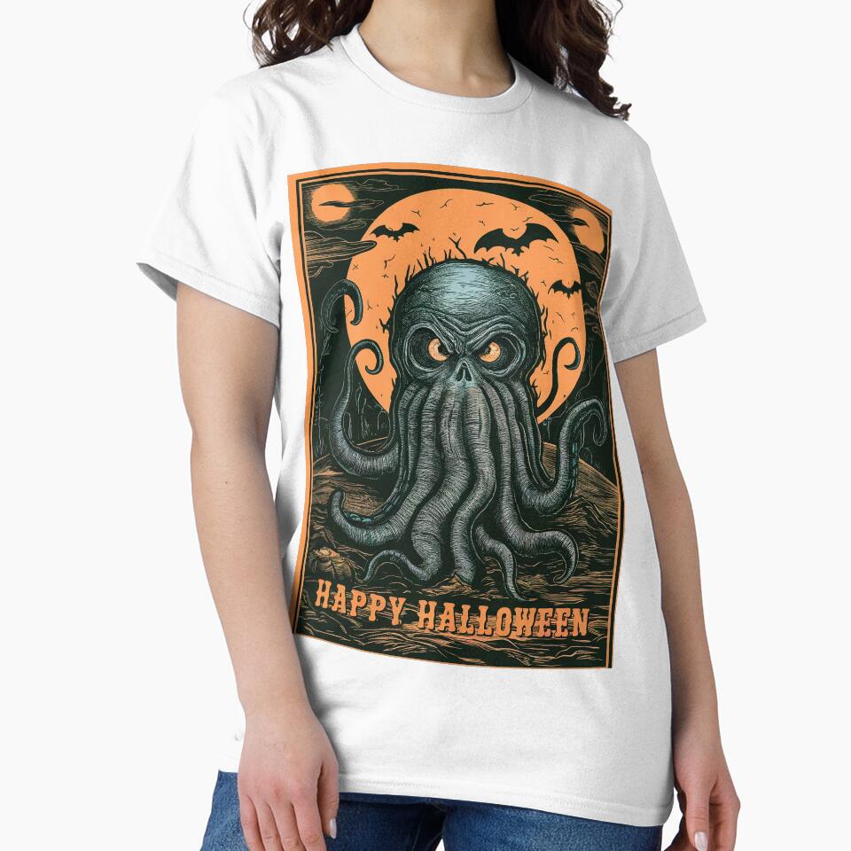 Retro Happy Halloween Tentacle Monster Greeting Card by DreamCraze