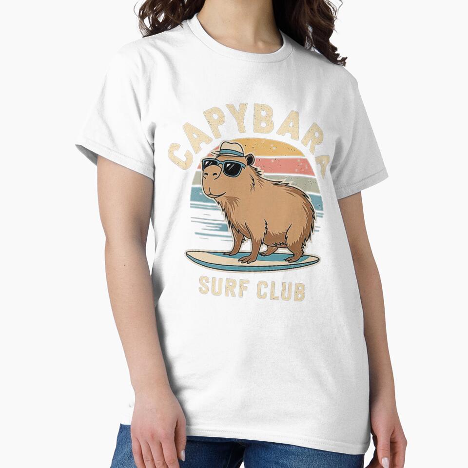 Capybara Surf Club Retro Beach Design by love3617