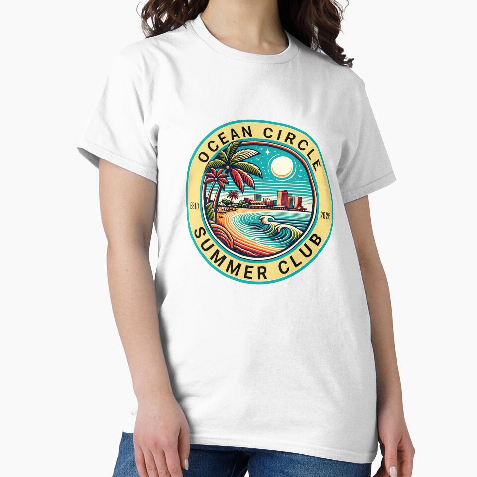 Ocean Circle Summer Club Retro Beach Design by PrintandJoy