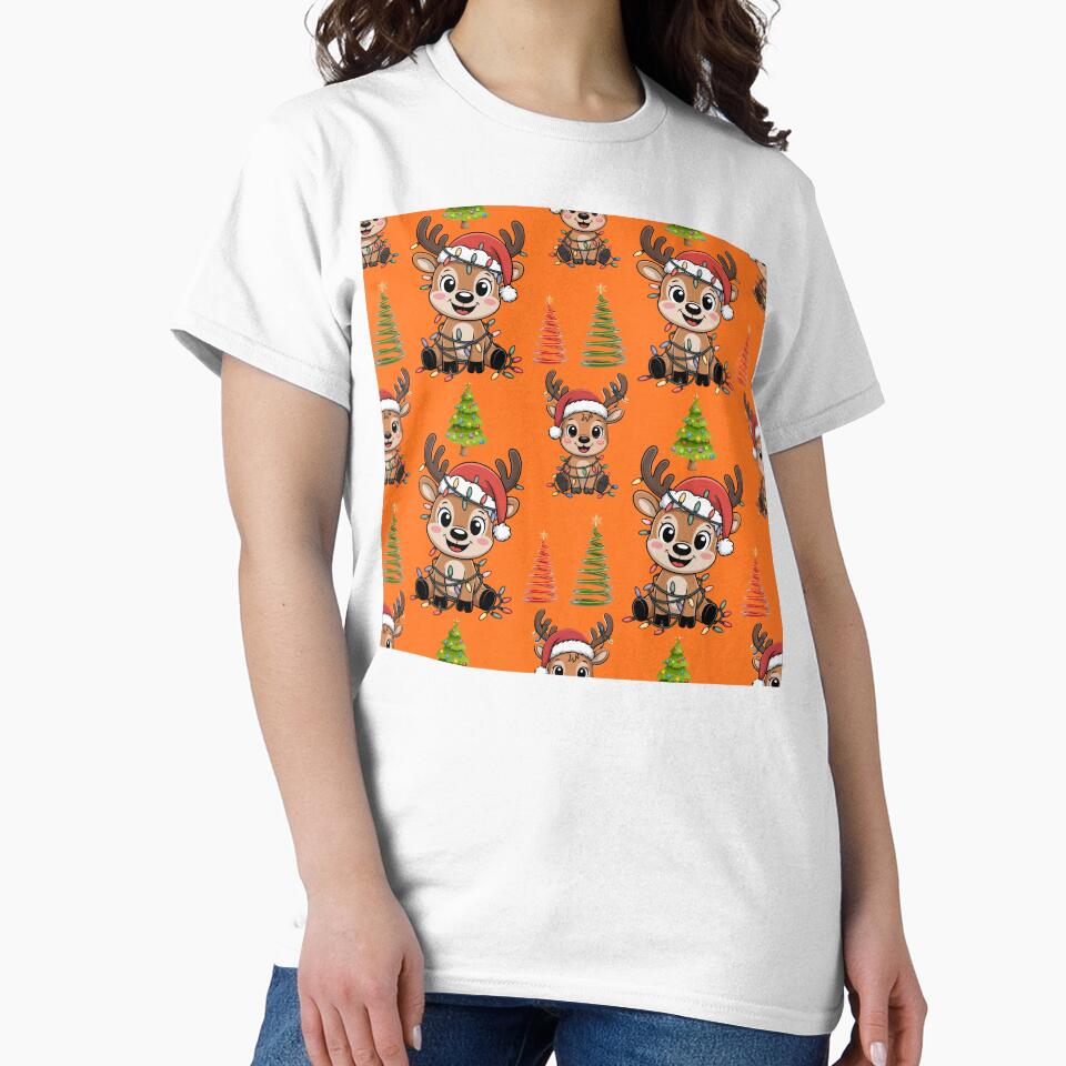 Cute Christmas Reindeer & Festive Tree Seamless Pattern by Grang Art Artistic Designs