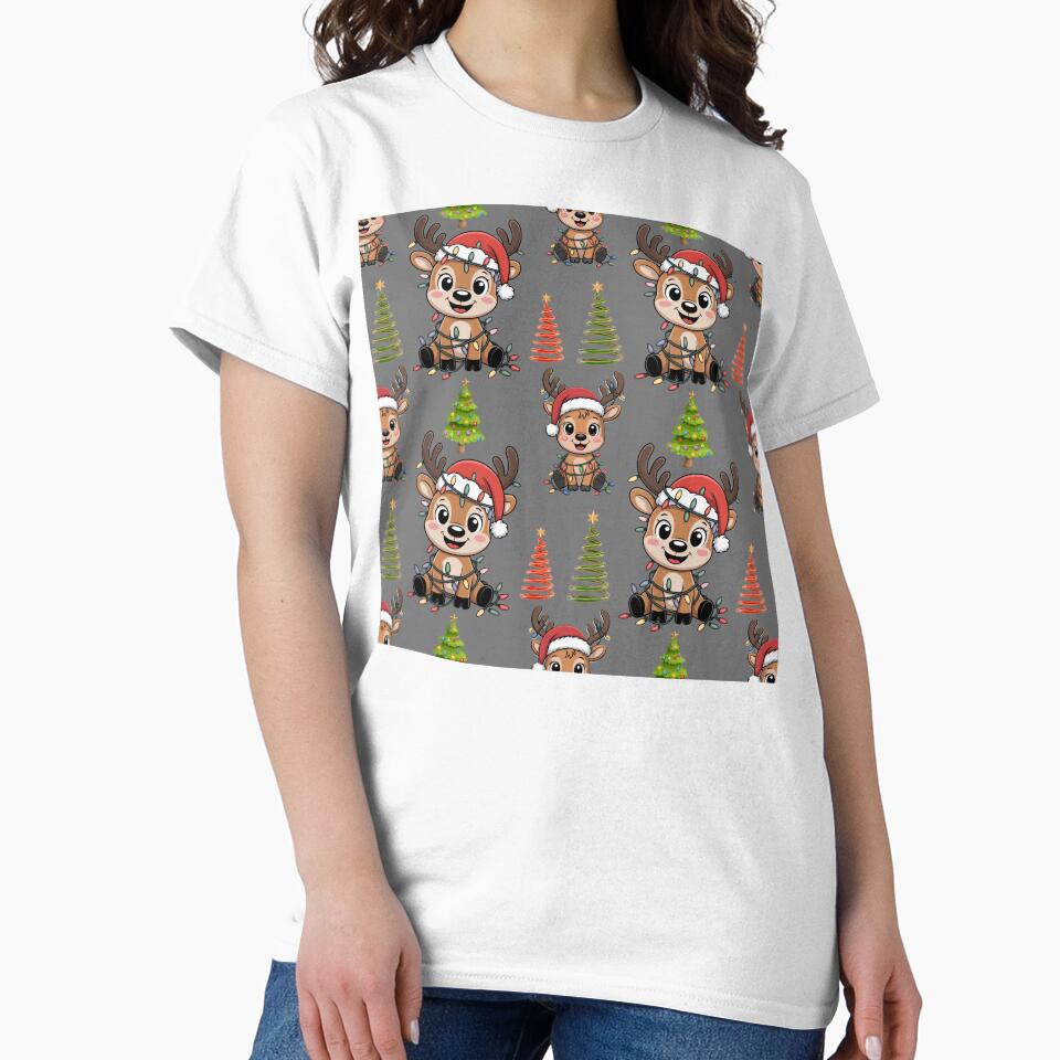 Fun Festive Reindeer & Holiday Tree Seamless Art by Grang Art Artistic Designs