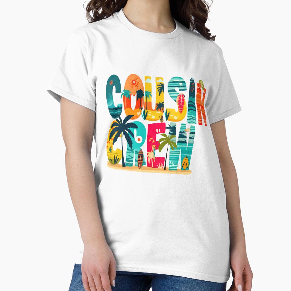 Cousin Crew Beach T-Shirt – Tropical Palm & Waves Family Matching Tee by Happy'CLICK'