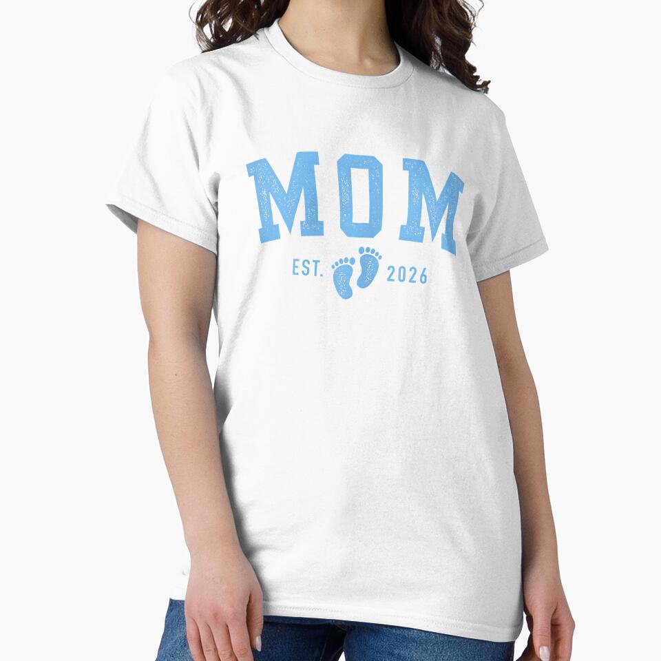 Mom Est 2026 Blue Baby Feet First Time Boy Mommy by Goleon12