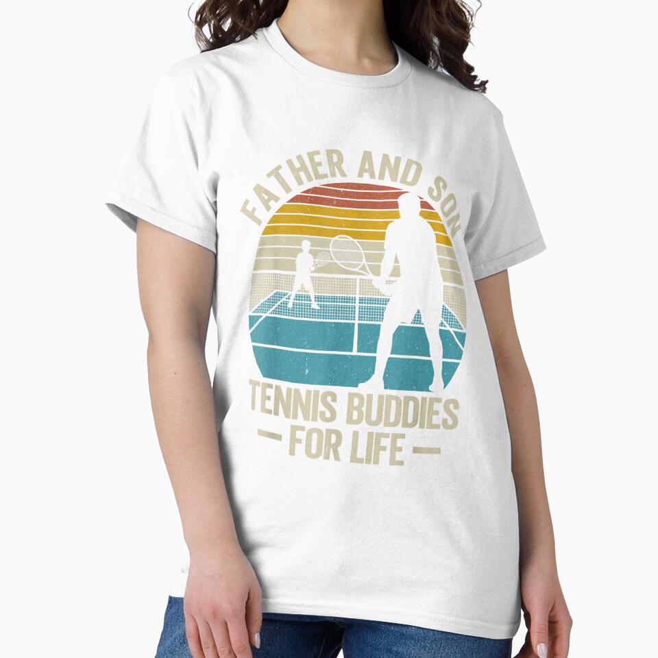 Father and Son Tennis Buddies for Life Retro Tennis Family Design by kiralynstration