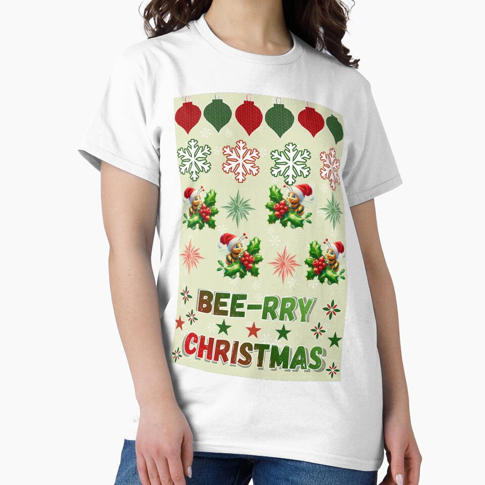 Bee-rry Christmas Cute Bee Pattern by HopeAndHustle