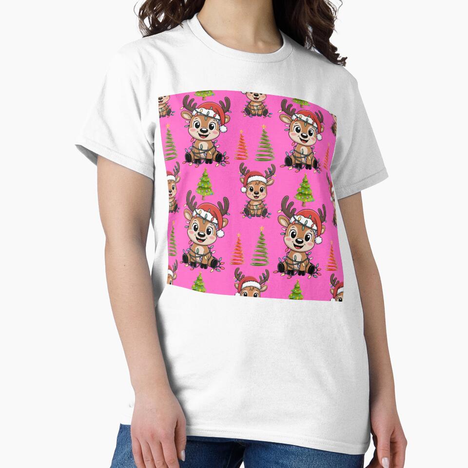 Cute Kids Christmas Reindeer Seamless Print by Grang Art Artistic Designs