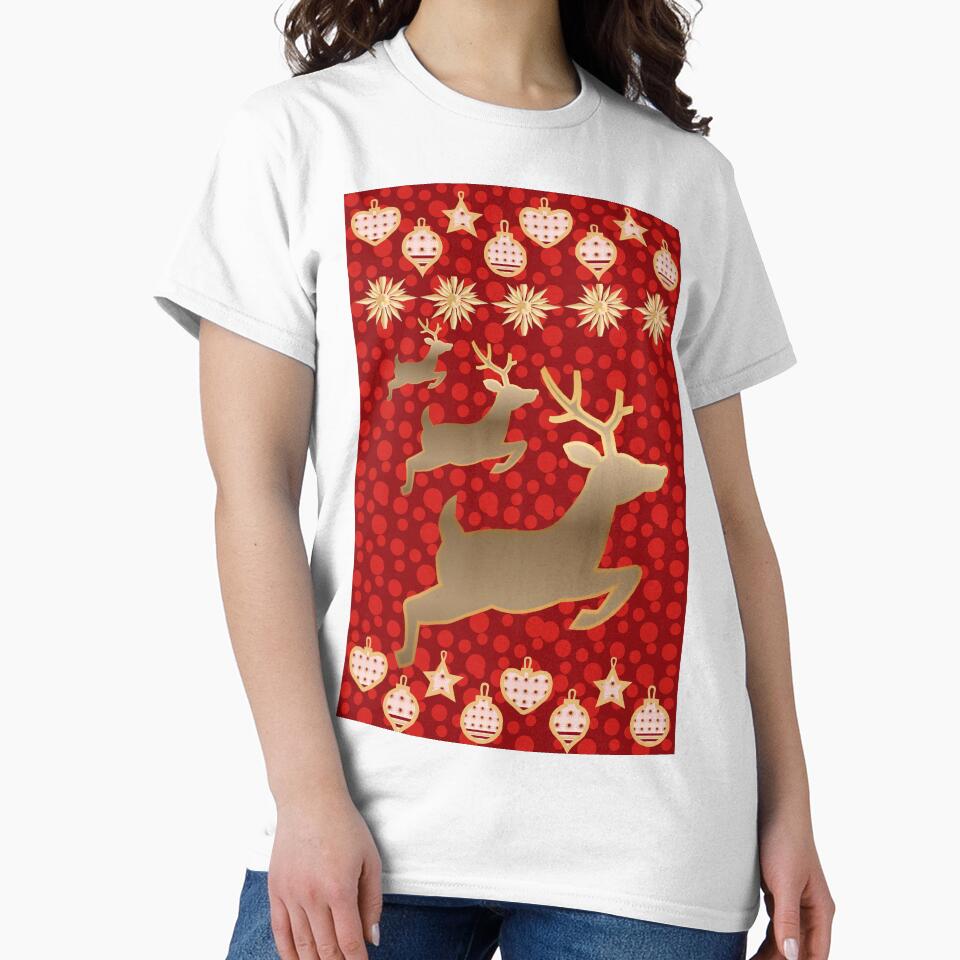 Golden Reindeer Christmas Pattern – Festive Holiday Red Design by HopeAndHustle