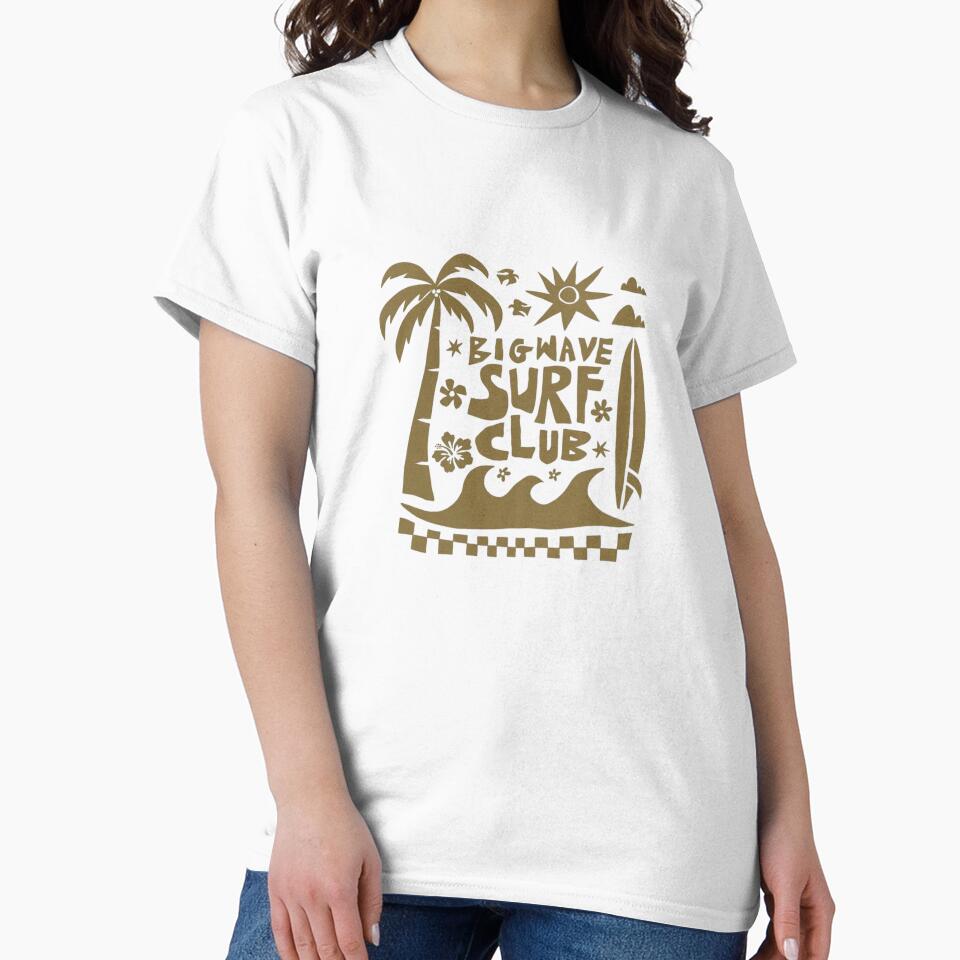 Surf Club Retro Big Wave Beach Art by Oniyasha