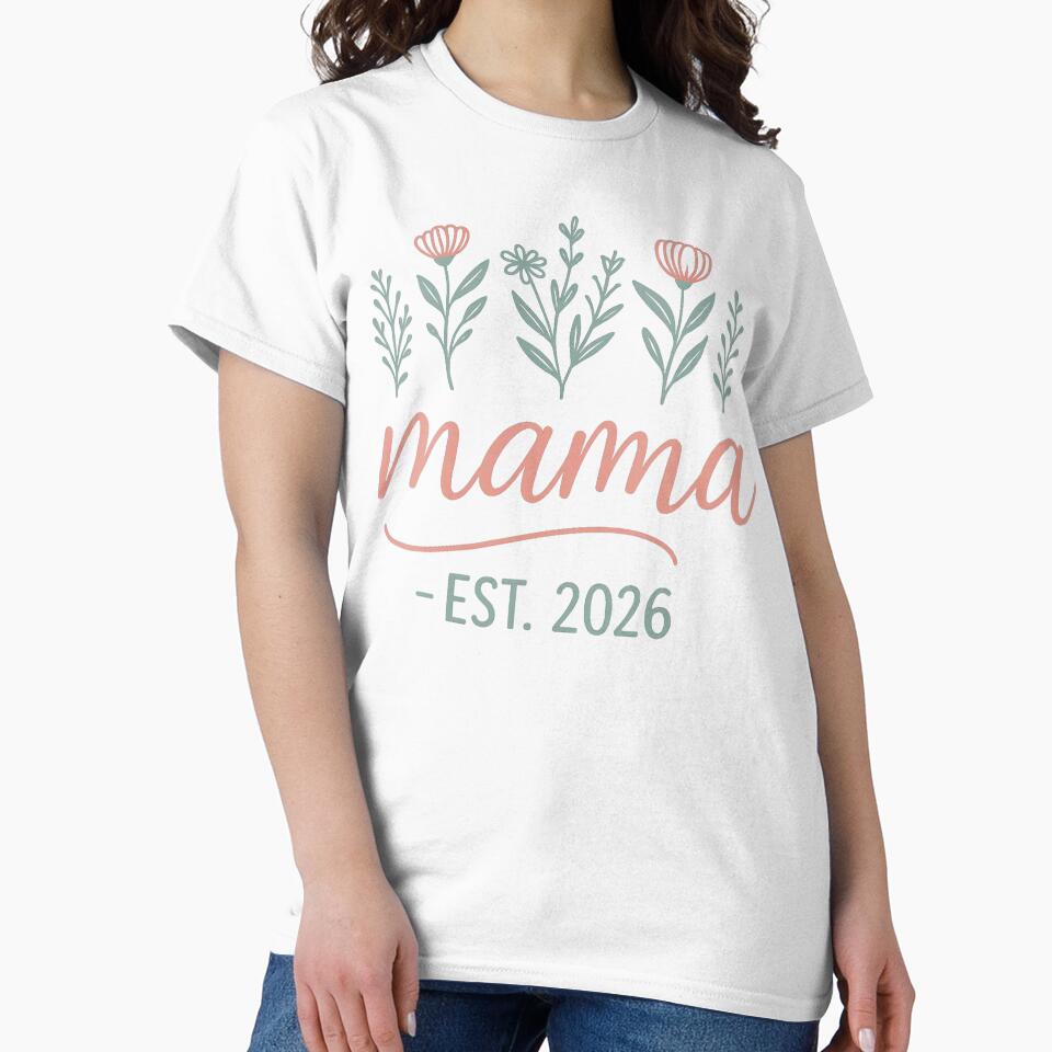 Women's Promoted to Mama 2026 Pregnancy Floral New Mom Est 2026 by RobertKnow