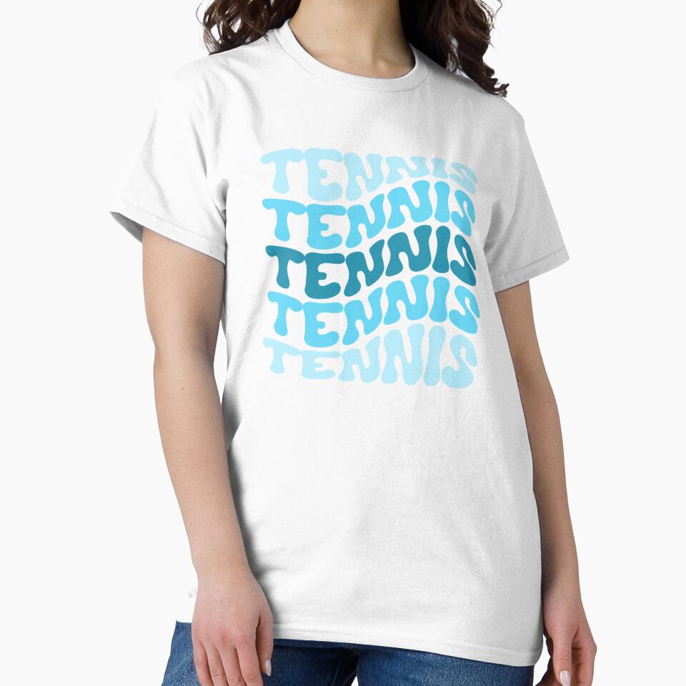 Tennis Blue Wavy Retro Tennis Player Groovy by StrideSuccess