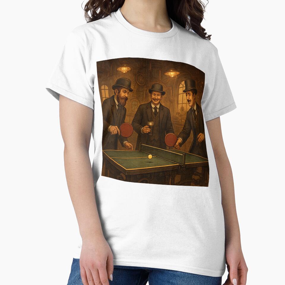 Gentlemen's Ping Pong & Porter Society - Vintage Victorian Table Tennis T-Shirt by OhMyPingCo