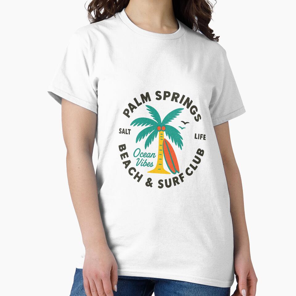Retro Palm Springs Beach & Surf Club – Vintage Summer Vibes Illustration by Colorful-Garden
