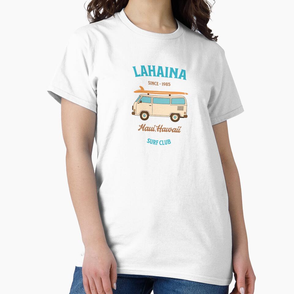 Lahaina Surf Club Vintage T-Shirt – Maui Hawaii Beach Vibes Retro Surf Tee by LuckyCoast