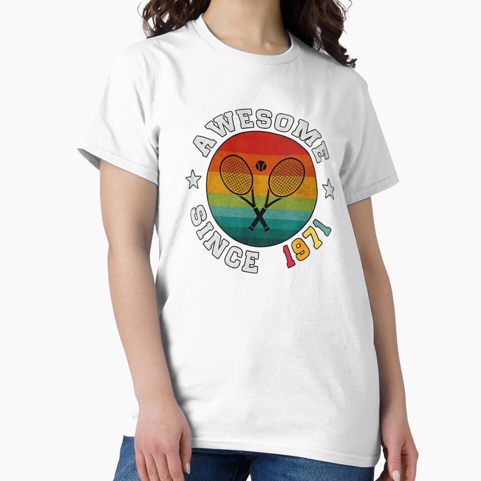 Awesome Since 1971 Tennis Vintage Retro Birthday by WayTBeenkenArt