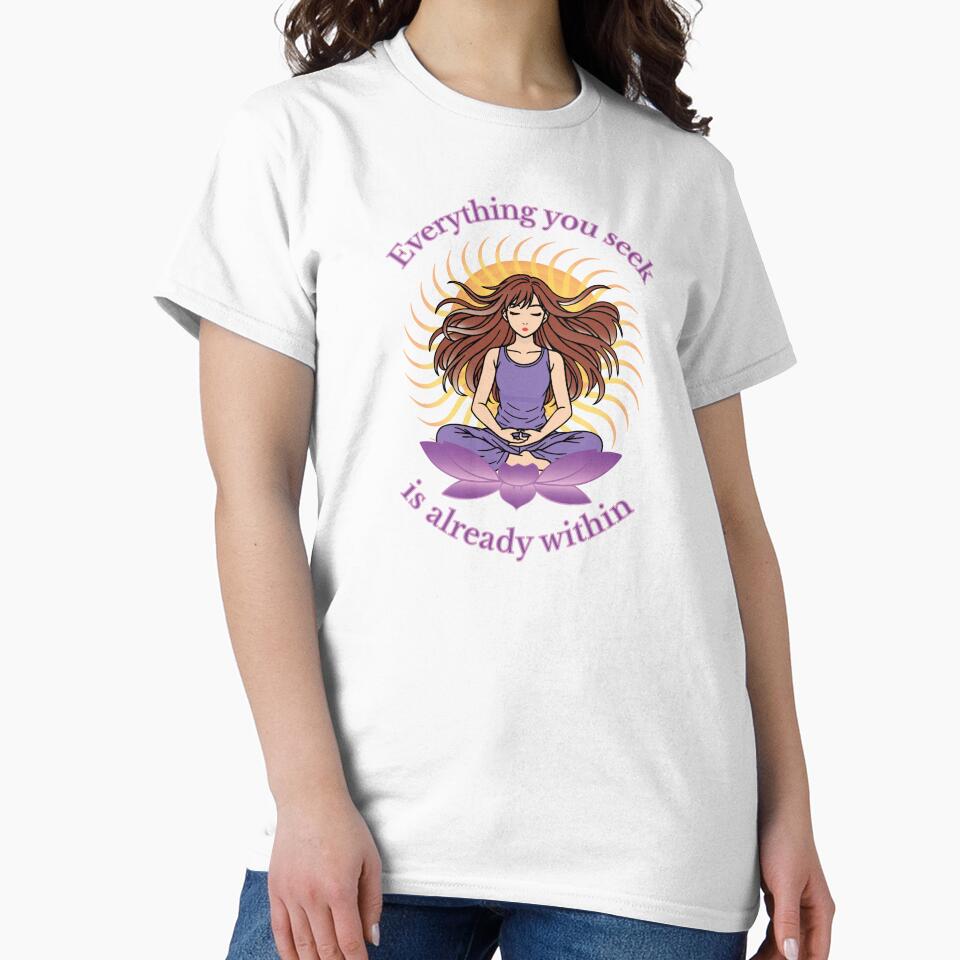 Inner Power Meditation Girl – Yoga Spiritual T-Shirt Design by Lily's World