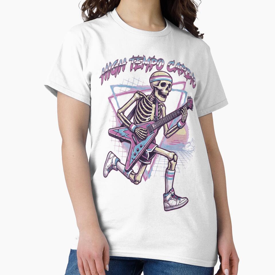 High Tempo Cardio Skeleton Guitar Runner – Retro 80s Fitness Rock Art by devilfronty