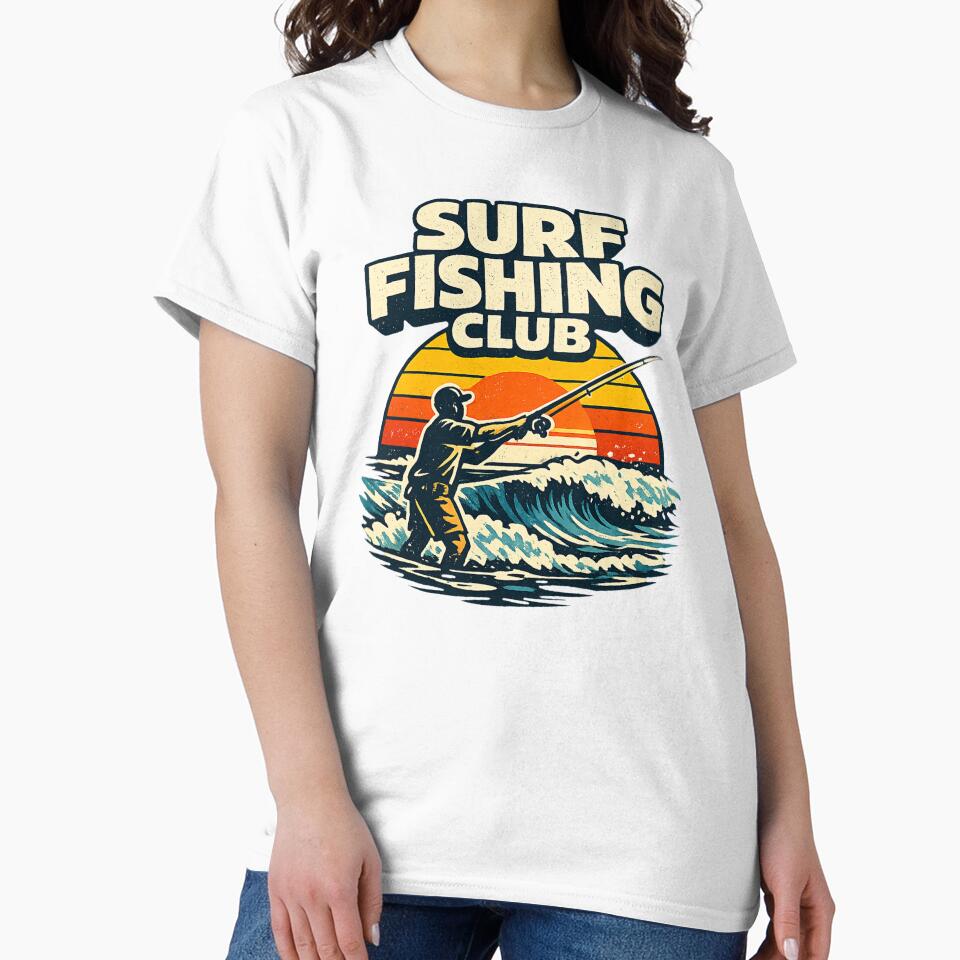 Surf Fishing Club Vintage Sunset Surf Angler Ocean Fishing Graphic by SaDesign99