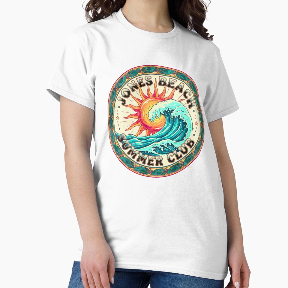 Jones Beach Summer Club Retro Badge - Vintage Sun & Waves by FitEnvy