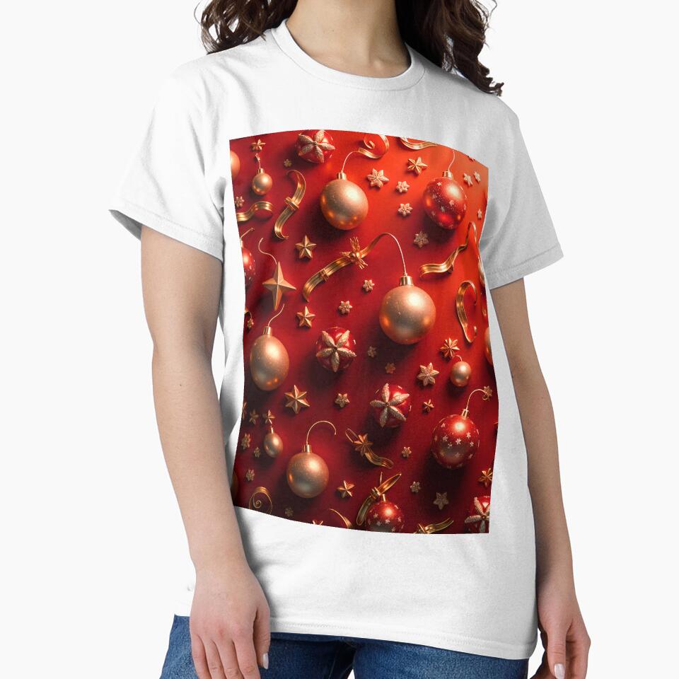 Red And Gold Christmas Ornaments Pattern Design by TheArtOfPat