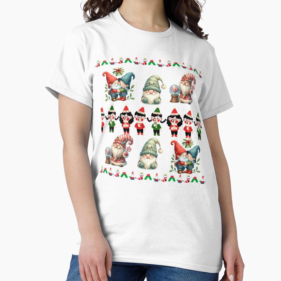 Cute Christmas Gnomes and Elves Seamless Pattern Design by designbymahi