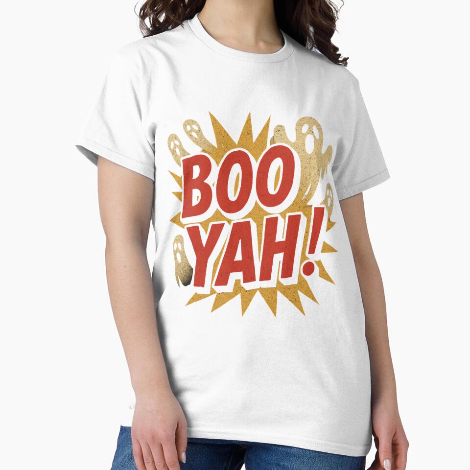 Vintage Boo Yah! Halloween Design – Retro Horror Ghost Poster Style by NovivoPrints