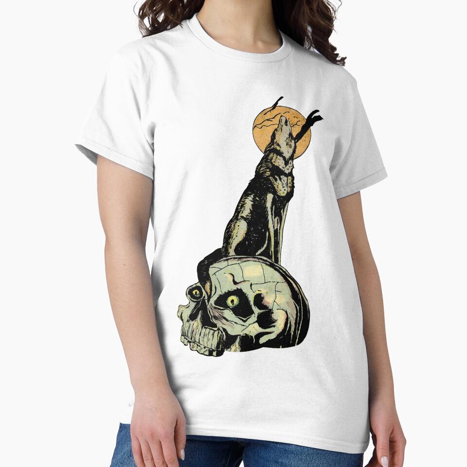 Vintage Howling Wolf Skull Retro Halloween Gift by TheAplus