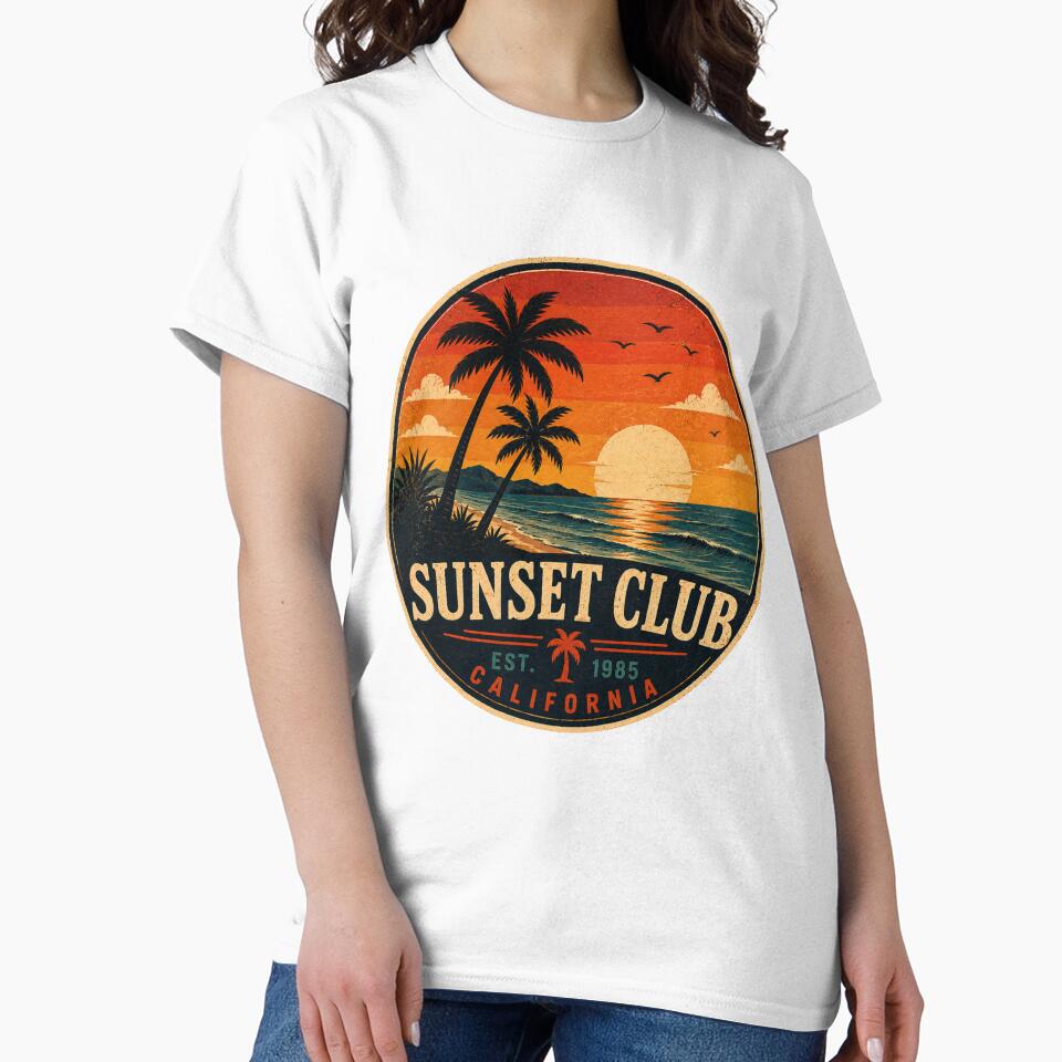 SUNSET CLUB Retro Badge – Vintage Coastal Graphic by Mac Sketches