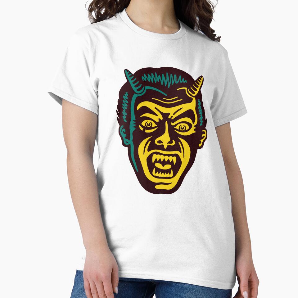 Vintage creepy, scary, horror, spooky, monster, devil face halloween by artomazo