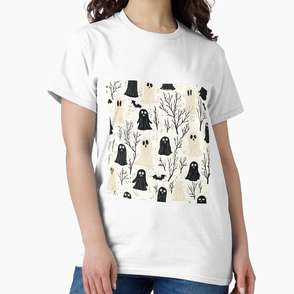 Playful Spooky Ghosts Halloween Pattern with Vintage Horror Vibes by PaintbrushPlace