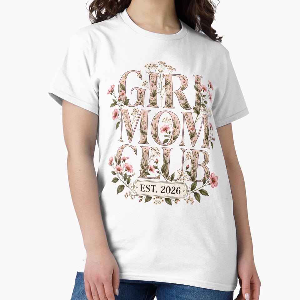 Girl Mom Club Est 2026 Vintage Floral Pregnancy Announcement Gift by AnnDesignStudio