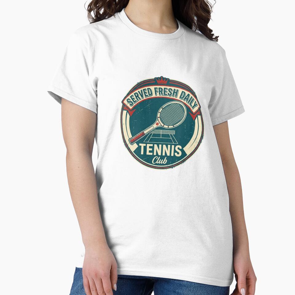 Served Fresh Daily Tennis Shirt Retro Tennis Design by RunningWhiskers