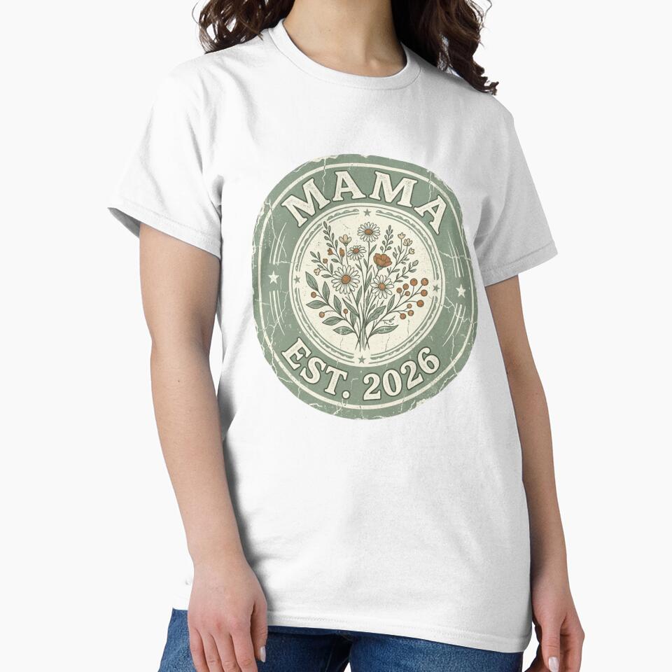 Mama Est 2026 Vintage Badge Wildflower Mom by PrintologyAura