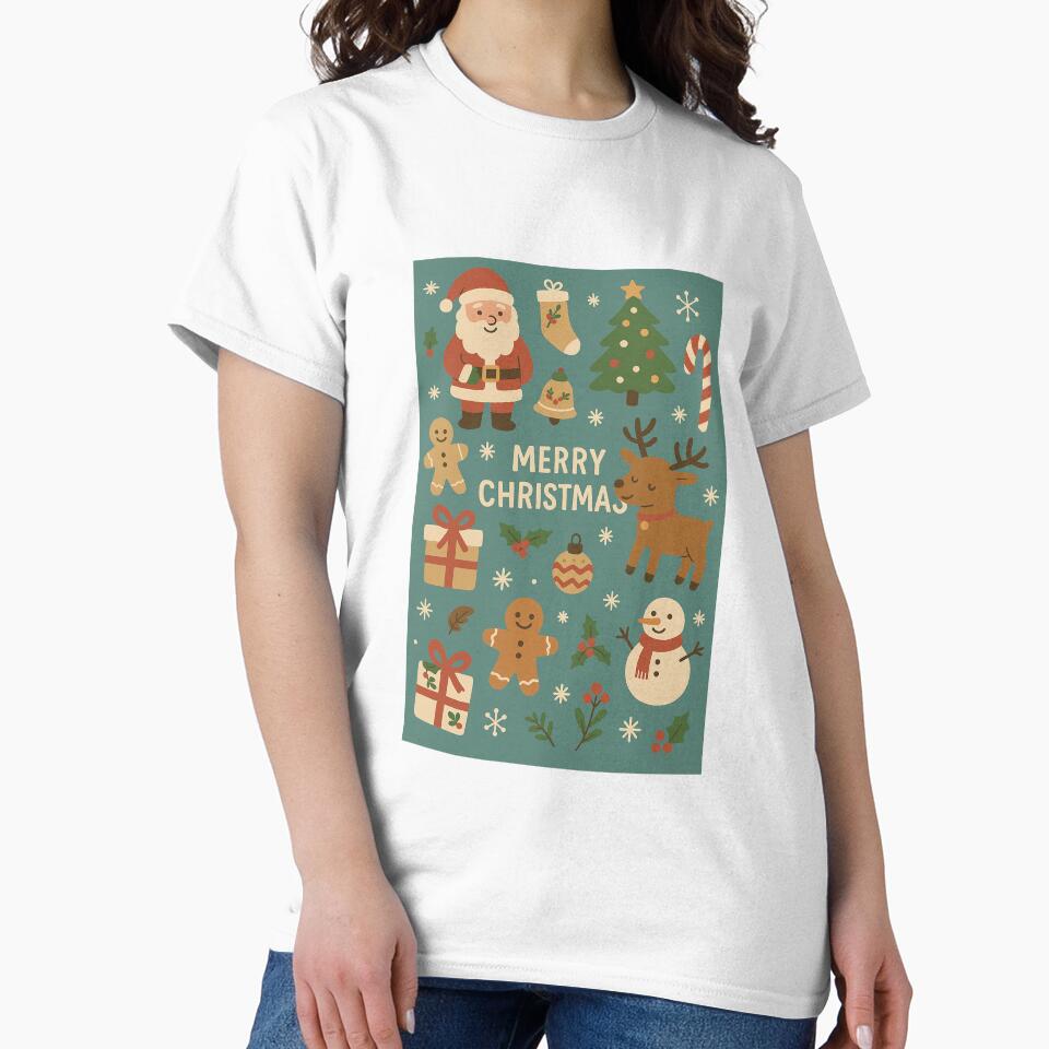 Cute Christmas Collage – Teal Holiday Seamless Pattern by Still Breathing Studio