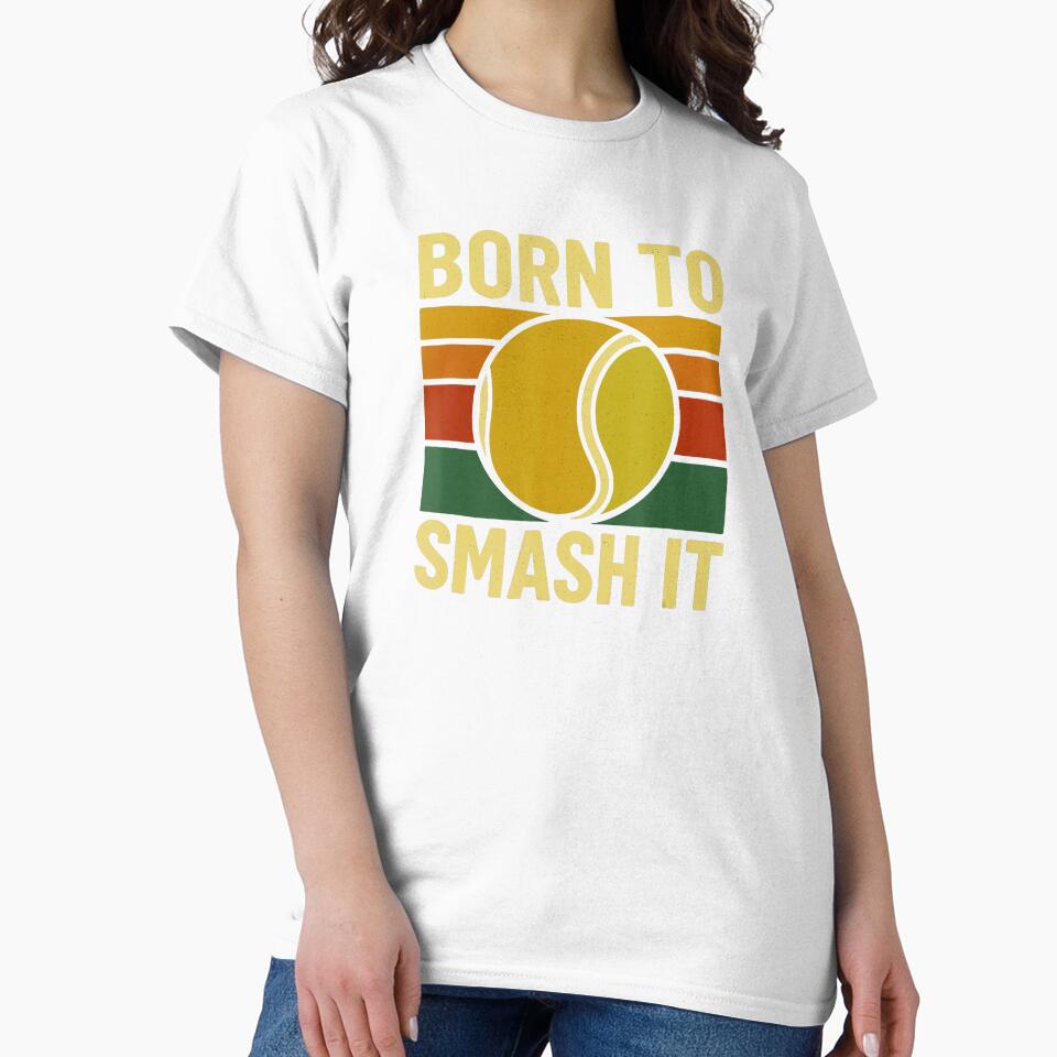 Born To Smash It Tennis Retro Vintage Sunset by WayTBeenkenArt