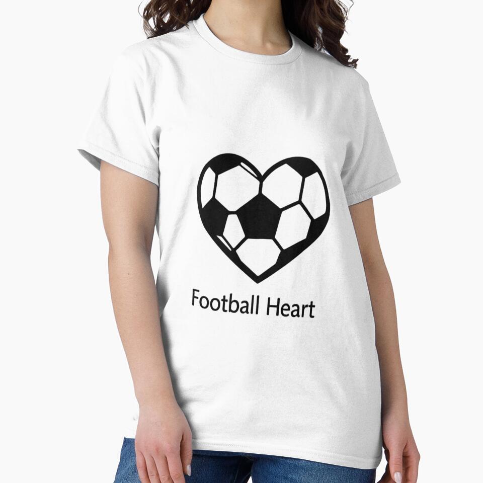 Football Heart Minimalist Soccer Lover T-Shirt by ArthUpscale