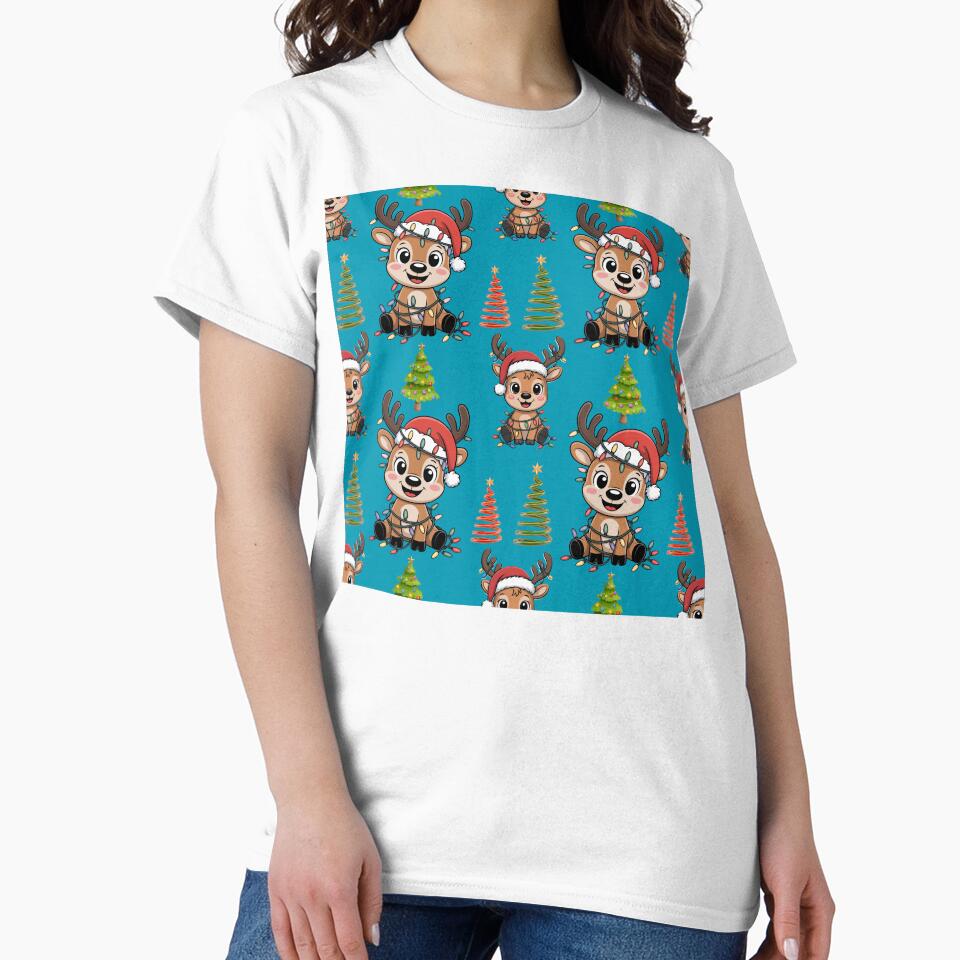 Sweet Reindeer and Decorative Trees Christmas Design by Grang Art Artistic Designs
