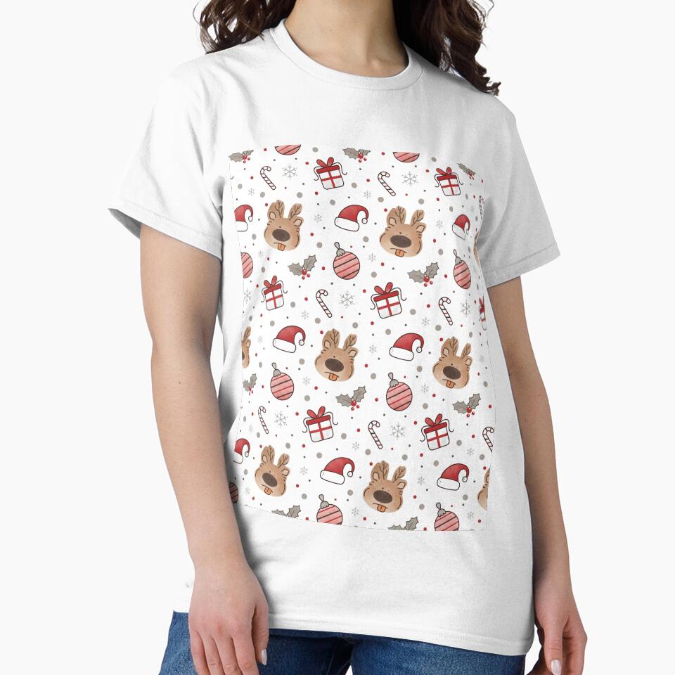 Cute Reindeer Christmas Seamless Pattern by graphicnew