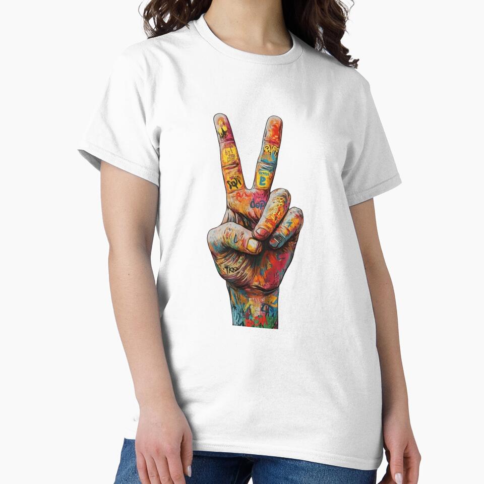 Graffiti Peace Sign Hand - Colorful Streetwear Urban Graffiti Art by gokhanuzen