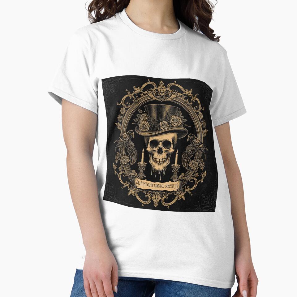Midnight Haunt Society – Gothic Skull Halloween T-Shirt 4.0 by ShockDoodle