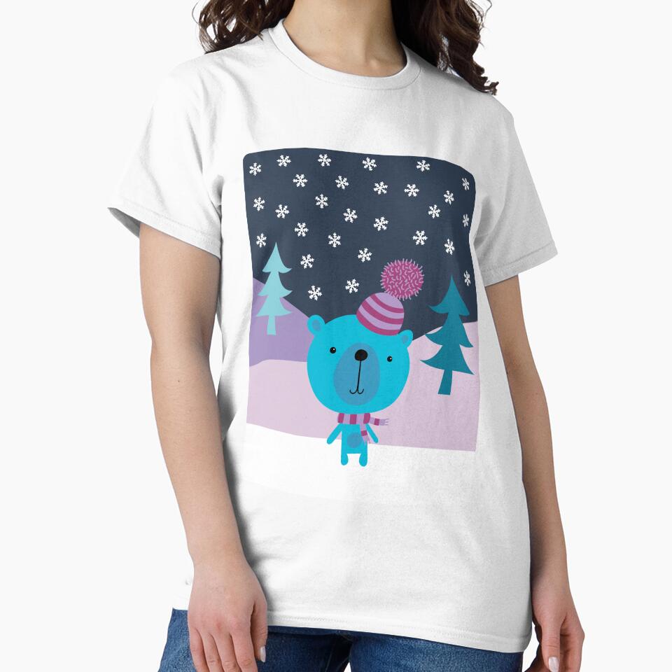 Blue Bear in the Snow - Cute Winter Holiday design by Cecca Designs by Cecca-Designs