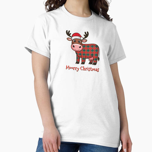 "MOORRY CHRISTMAS" Christmas Plaid Cow by Wander X Design