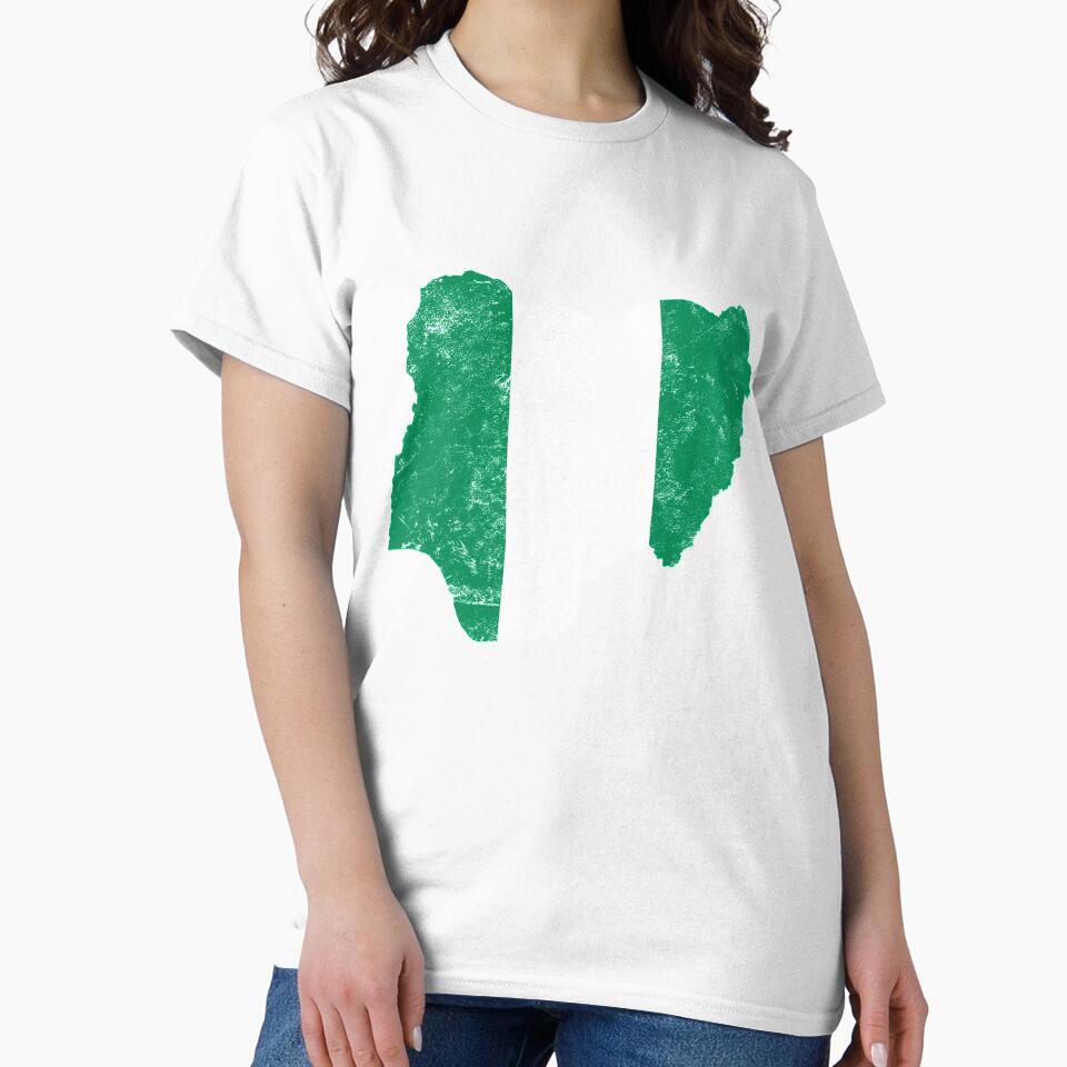 Nigeria Flag map tshirt distressed vintage by farhanhafeez