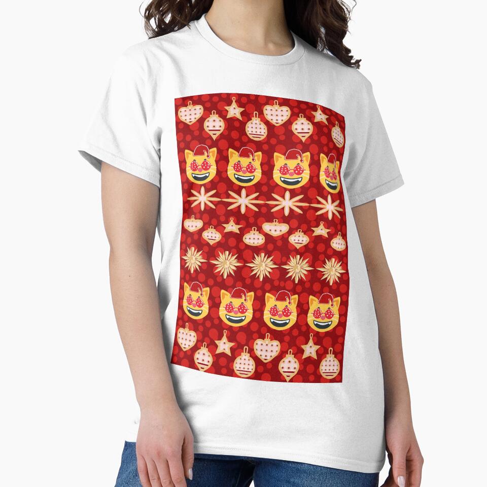 Cute Christmas Cat Pattern – Festive Kawaii Holiday Cats & Ornaments Design by HopeAndHustle