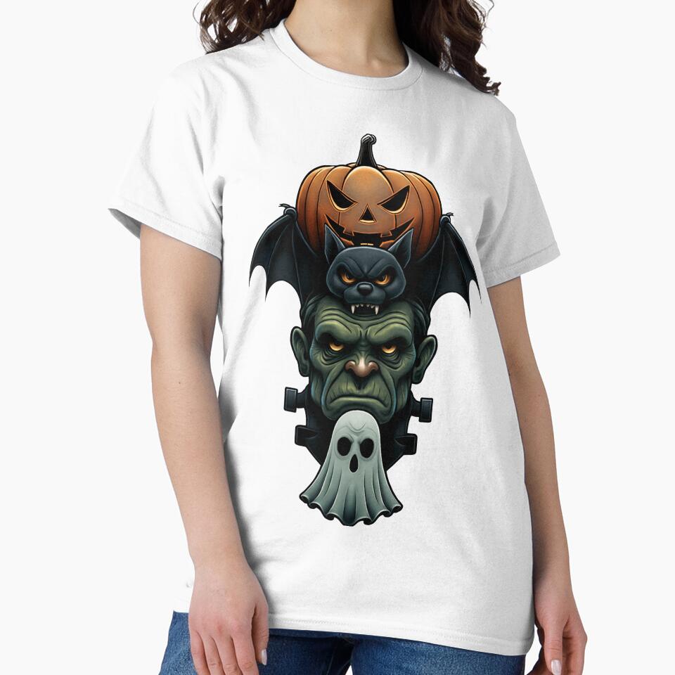 Monster Stack Halloween Trio | Frankenstein Pumpkin Bat and Ghost by EchoPrint Co.