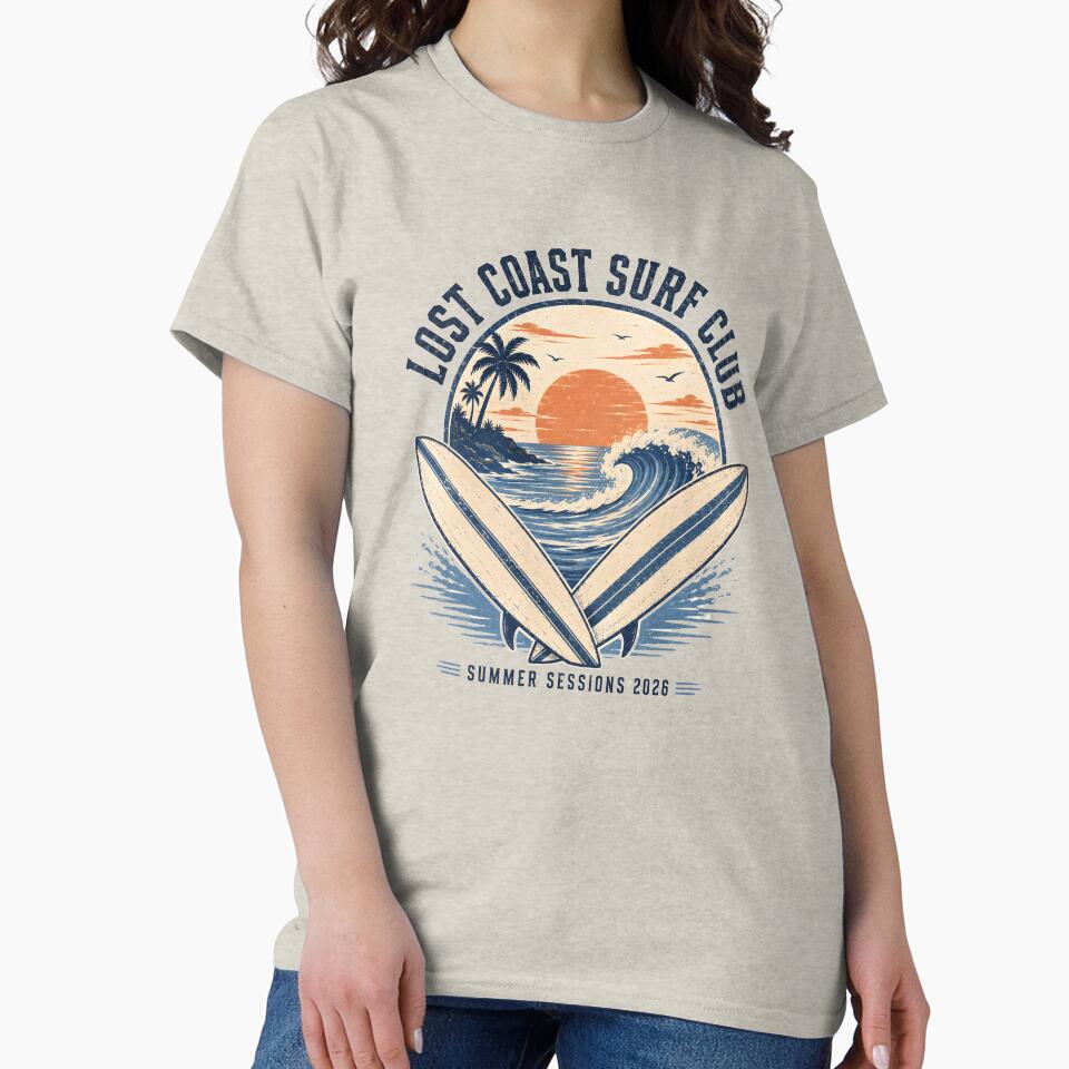 Vintage Lost Coast Surf Club – Retro Summer Surf T-Shirt Design by JAWPoD