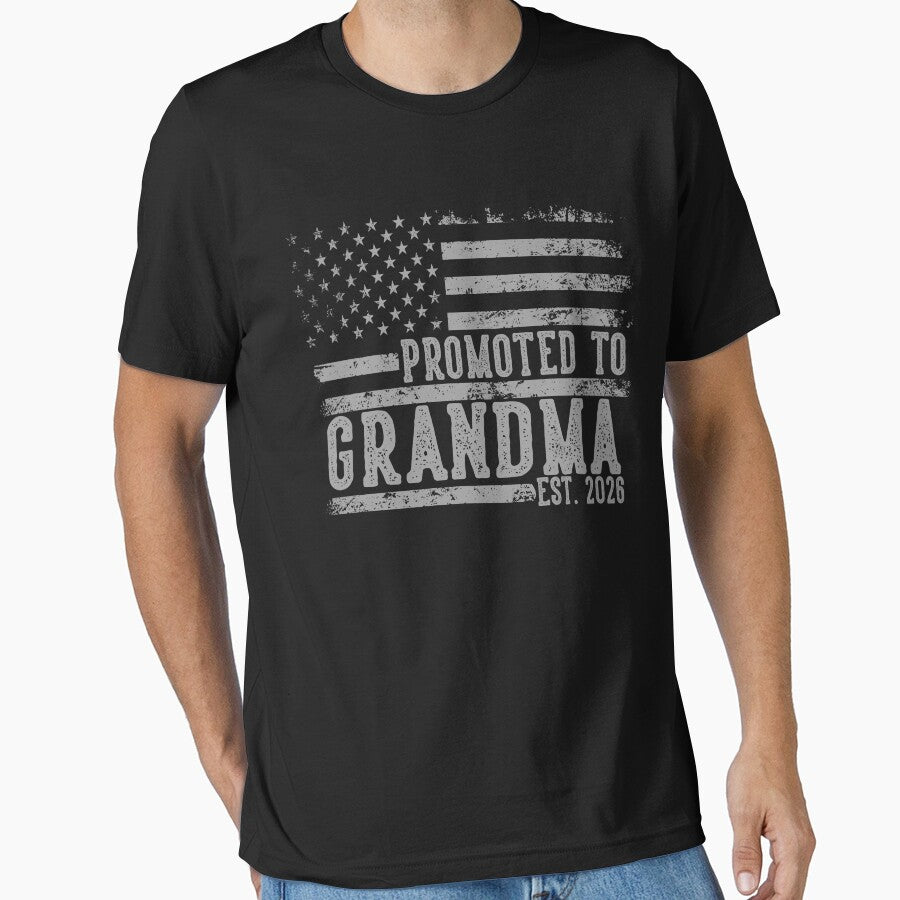 Promoted to Grandma Est. 2026 – Vintage USA Flag New Grandma Gift for Mom, Grandma-to-Be, Baby Announcement by TheVogueVibes