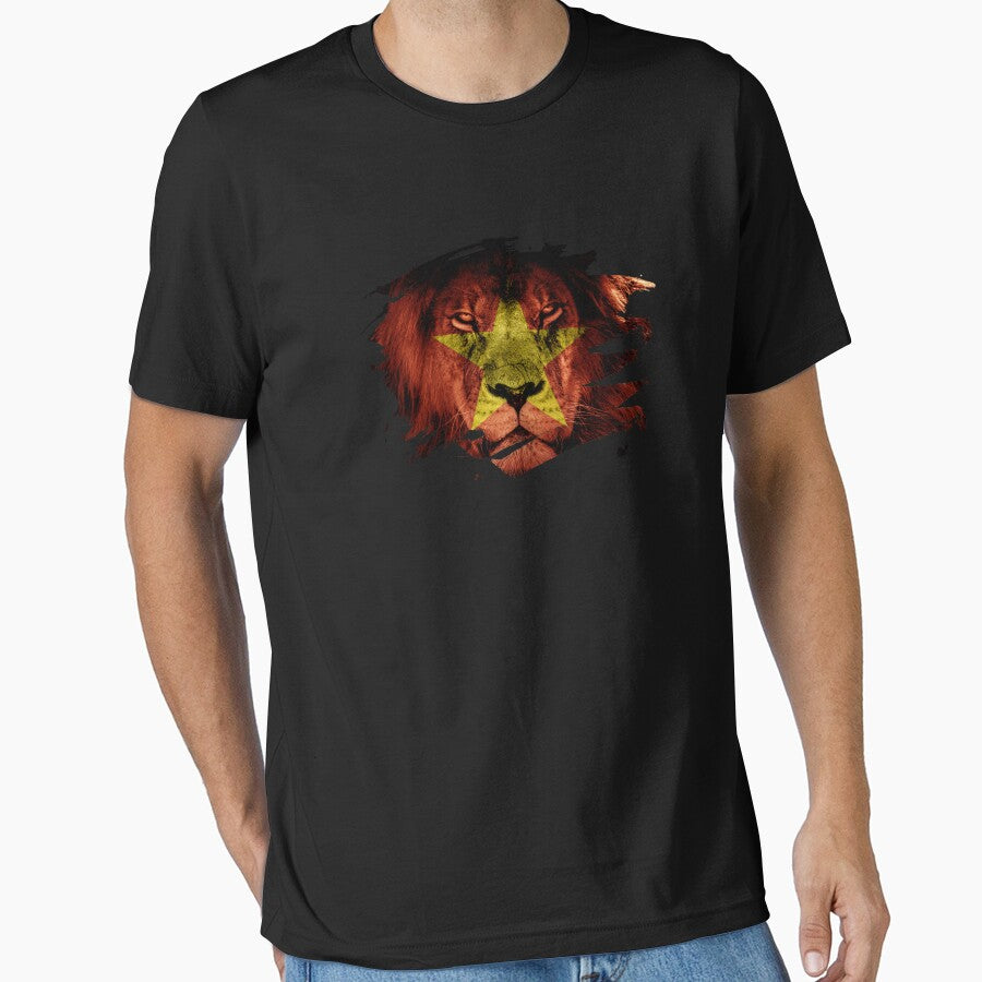 Vietnam Flag & African Lion Picture   Vietnamese Pride T Shirt by ockshirts