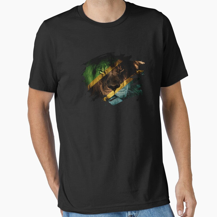 Tanzania Flag & African Lion Picture   Tanzanian Pride T Shirt by ockshirts