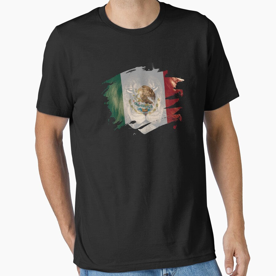 Mexico Flag & African Lion Picture   Mexican Pride T Shirt by ockshirts
