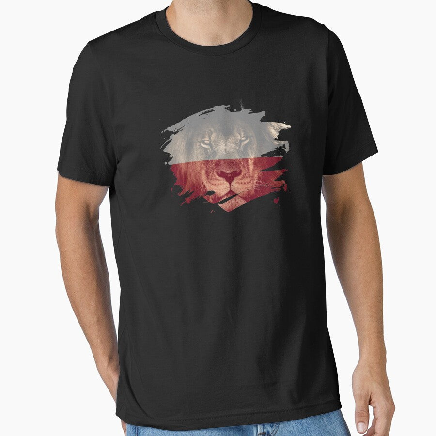 Poland Flag & African Lion Picture   Polish Pride T Shirt by ockshirts